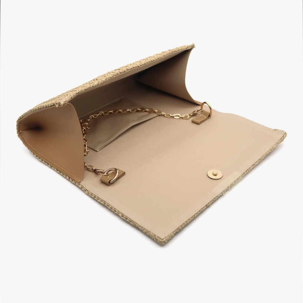 🆕 Straw Clutch Bags for Women Straw Beach Crossbody Purse Woven Envelope Wallet - Picture 7 of 7
